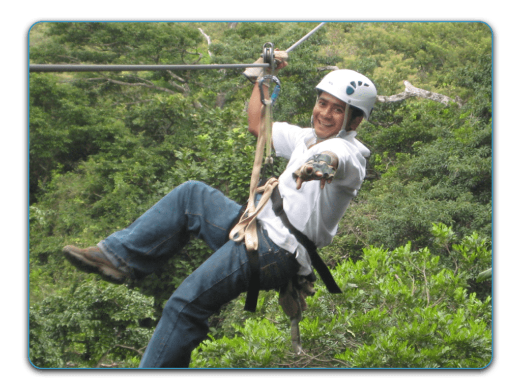 Man ziplining in Guanacaste